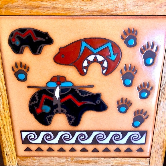 Vintage Southwest Ceramic Tile Trivet Wall Hanging Native American Made In USA - Picture 6 of 6
